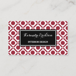 Modern Geometric Red and Black Interior Design Business Card