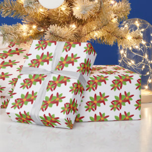 Modern Geometric Red and Green Vector Blossom Wrapping Paper