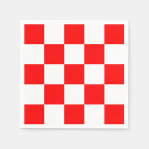 Modern Geometric Red White Bold Checkers Napkin