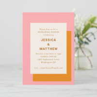 Modern Geometric Rehearsal Dinner Pink and Orange