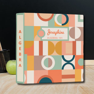 Modern Geometric Retro Colorful Custom School Binder