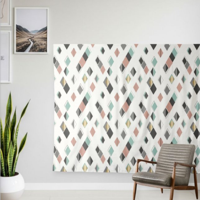 Modern Geometric Rug with Diamond Pattern  Tapestry (Creator Uploaded)