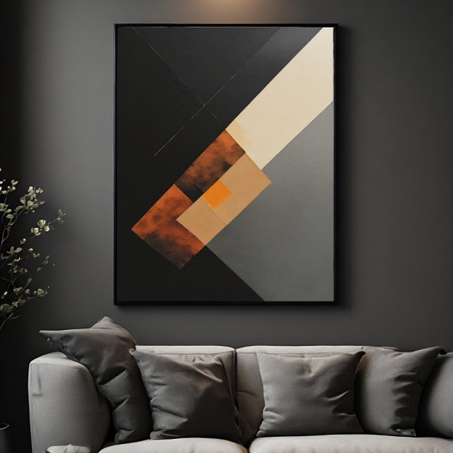 Modern Geometric Rust and Black Textured Poster (Creator Uploaded)