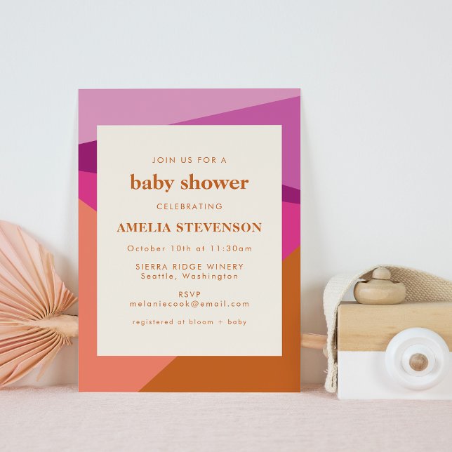 Modern Geometric Rust Lilac Coral Baby Shower Invitation (Creator Uploaded)
