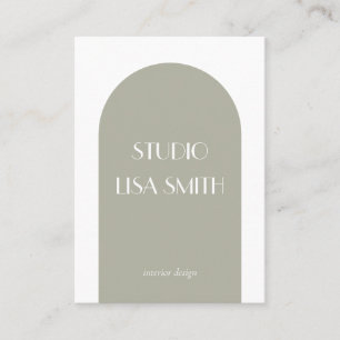 Modern Geometric Sage Green Interior Design Business Card