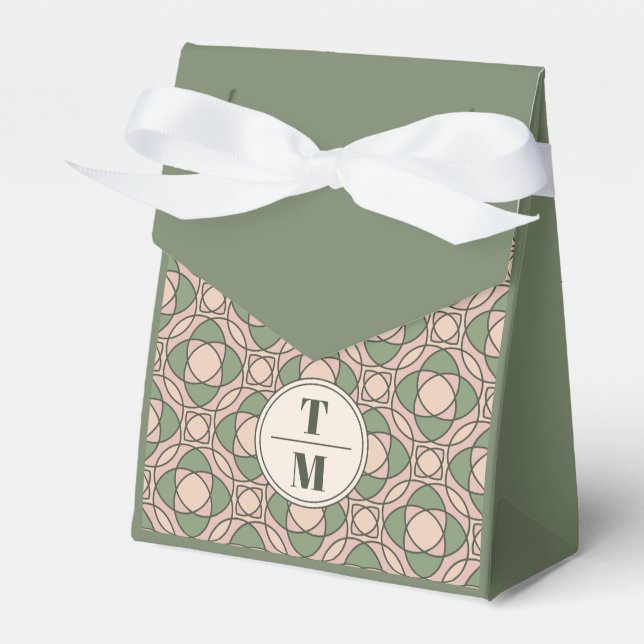 Modern Geometric Sage Green Wedding Favor Box (Front Side)