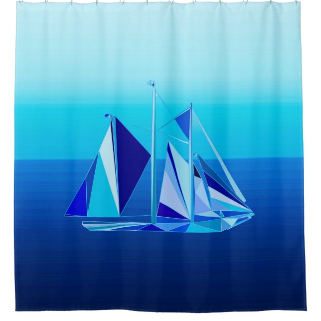 Modern Geometric Sailboat / Yacht, Cobalt Blue (Front)