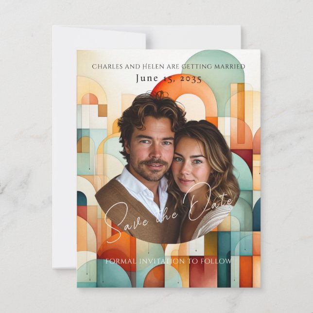 Modern Geometric Save the Date, Photo Magnet Save The Date (Front)