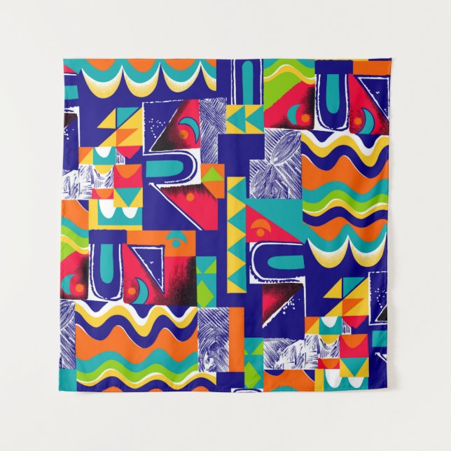 Modern geometric seamless pattern tapestry (Front)