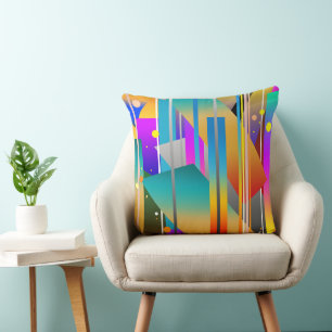 Modern Geometric Shapes Abstract Pattern  Throw Pillow