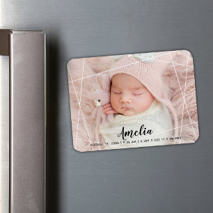 Modern Geometric Shapes Birth Announcement Magnet