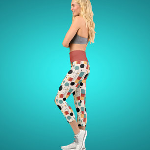 Modern Geometric Shapes Capri Leggings