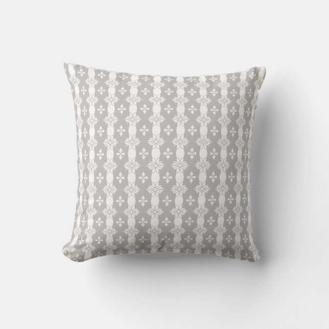 Modern Geometric Shapes in Light Grey & White Throw Pillow (Front)