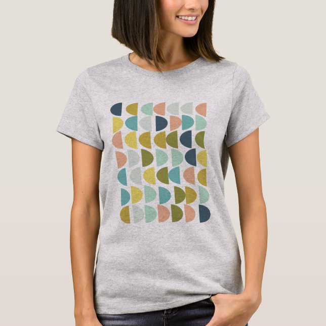 Modern Geometric Shapes in Pretty Colour Graphic T-Shirt (Front)