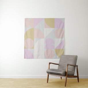 Modern Geometric Shapes in Winter Pastels Tapestry