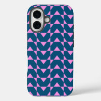 Modern Geometric Shapes Pattern in Blue and Pink