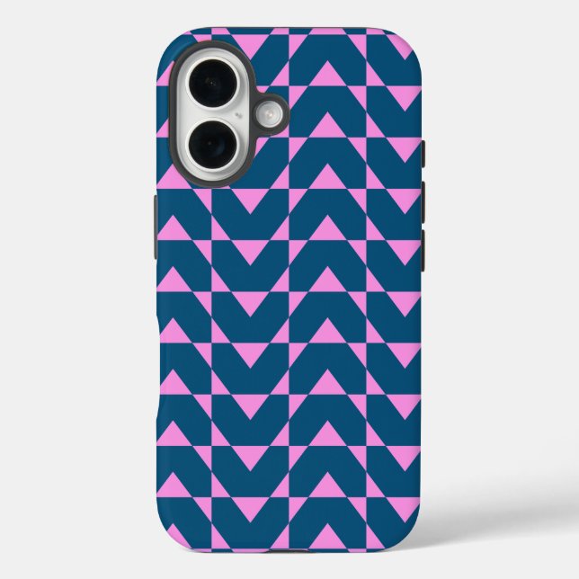 Modern Geometric Shapes Pattern in Blue and Pink Case-Mate iPhone Case (Back)