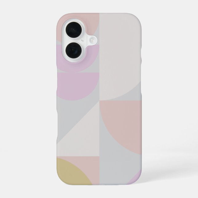 Modern Geometric Shapes Pattern in Winter Pastels iPhone 16 Case (Back)