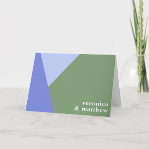 Modern Geometric Shapes Purple Green Personalized Note Card