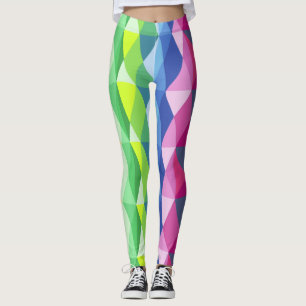 Modern Geometric Shapes Rainbow Pattern Leggings