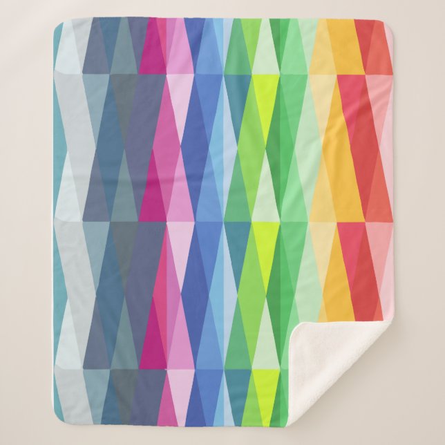 Modern Geometric Shapes Rainbow Pattern Sherpa Blanket (Front)