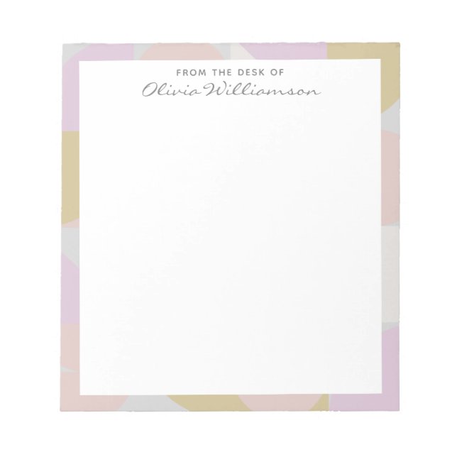 Modern Geometric Shapes Winter Pastel Personalized Notepad (Front)