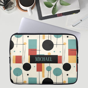 Modern Geometric Shapes With Name Laptop Sleeve