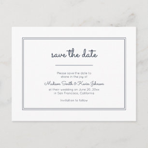 Modern Geometric Simple Blue Wedding Postcard