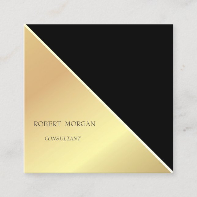 Modern Geometric, Simple, Gold Square Business Card (Front)