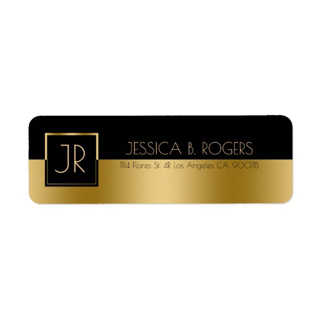 Modern Geometric Slick Design Black & Gold (Front)