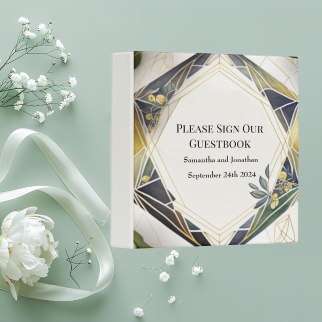 Modern Geometric Small Flowers Wedding Guest Book Binder (Creator Uploaded)