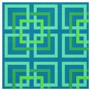 Modern Geometric Squares, Aqua, Teal, Lime Green Fabric