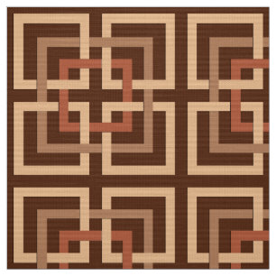 Modern Geometric Squares, Chocolate Brown and Tan Fabric