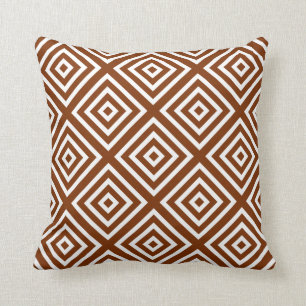 Modern Geometric Squares Rust Throw Pillow