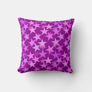 Modern Geometric Stars, Amethyst Purple and Orchid Throw Pillow