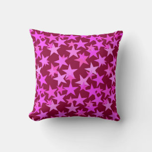 Modern Geometric Stars, Burgundy Wine and Pink Throw Pillow