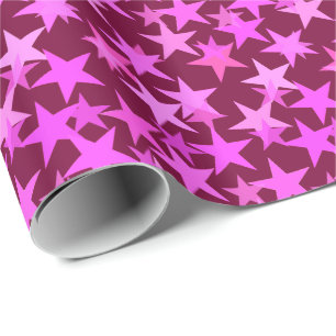 Modern Geometric Stars, Burgundy Wine and Pink Wrapping Paper