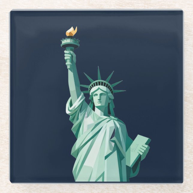 Modern Geometric Statue of Liberty Coaster (Front)