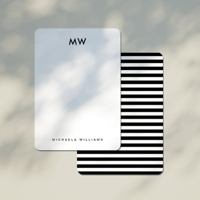 Modern Geometric Stripe Monogrammed Initial & Name Card (Creator Uploaded)