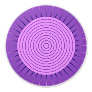 Modern Geometric Sunburst - Amethyst Purple Ceramic Knob