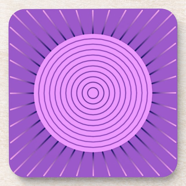 Modern Geometric Sunburst - Amethyst Purple Coaster (Front)
