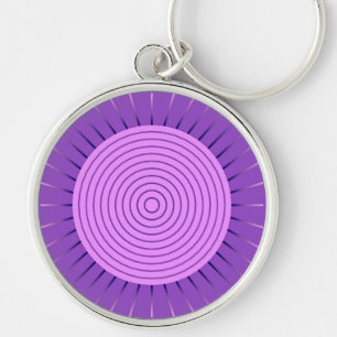 Modern Geometric Sunburst - Amethyst Purple Keychain