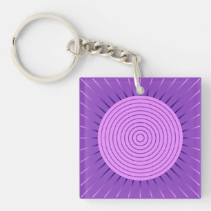 Modern Geometric Sunburst - Amethyst Purple Keychain