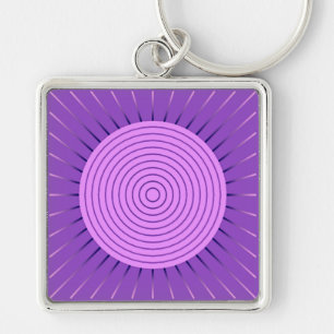 Modern Geometric Sunburst - Amethyst Purple Keychain