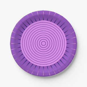 Modern Geometric Sunburst - Amethyst Purple Paper Plate