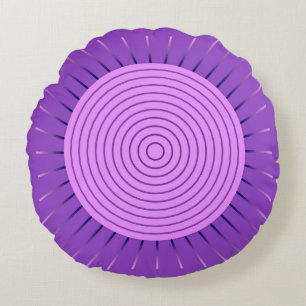 Modern Geometric Sunburst - Amethyst Purple Round Pillow