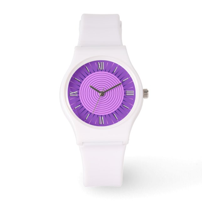 Modern Geometric Sunburst - Amethyst Purple Watch (Front)