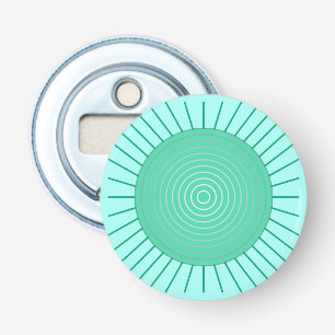 Modern Geometric Sunburst - Aqua and Seafoam Green Bottle Opener