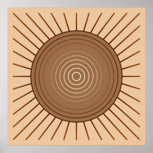 Modern Geometric Sunburst - Brown and Tan Poster