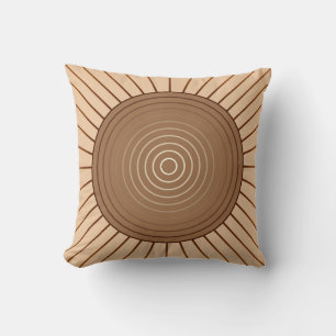 Modern Geometric Sunburst - Brown and Tan Throw Pillow